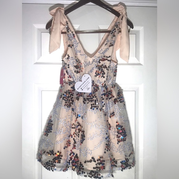 MELANIE TIE-SHOULDER MINI DRESS - FIREWORKS X-Small - Picture 3 of 6